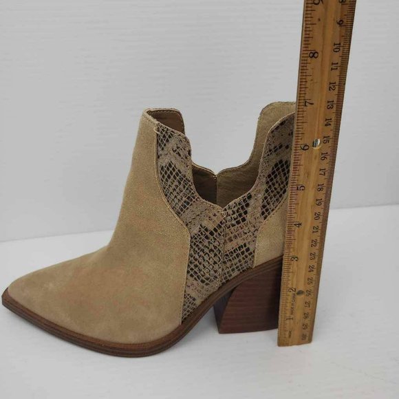 Vince Camuto Womens Gannilla Ankle Boots Brown Leather Zip Heel Snake Panel 6.5M - Picture 15 of 16